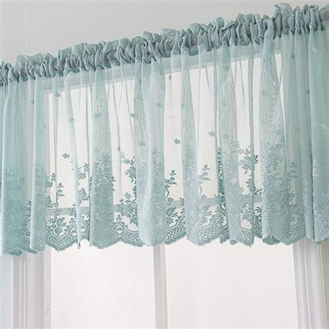 Lace Curtain Valance 51x16 In Floral Embroidered Semi Sheer Curtain
