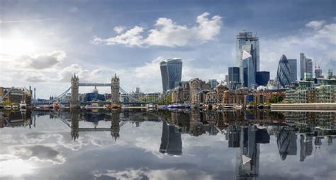 The Skyline Of London With Reflections In The Water United Kingdom