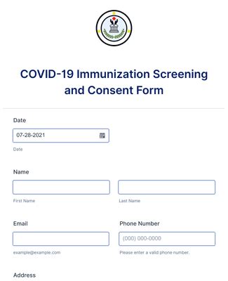 COVID Immunization Screening And Consent Form Template Jotform