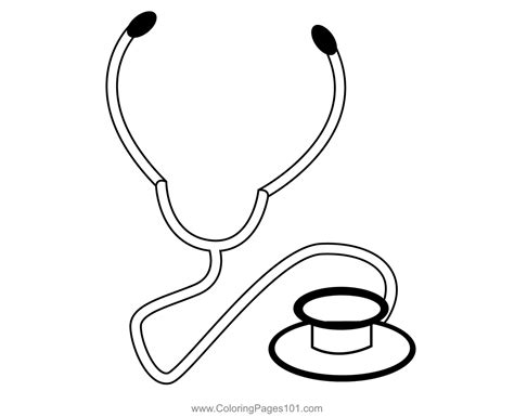 Stethoscope Coloring Page For Kids Free Health Printable Coloring
