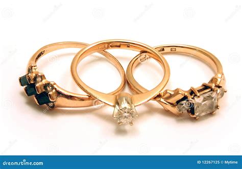 Three Gold Rings Stock Image Image Of Jewellery Jewelry 12267125