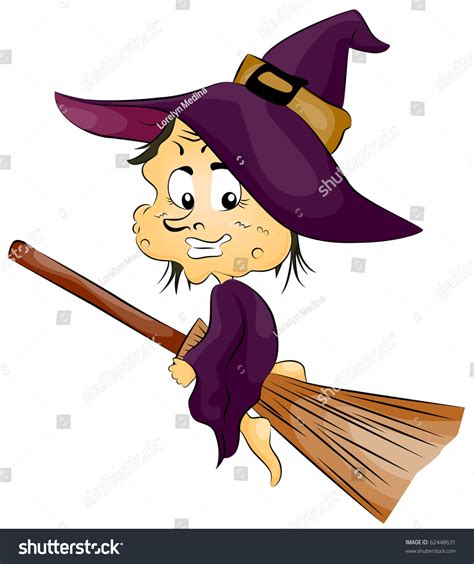 Illustration Featuring Witch Riding Broom Vector Stock Vector Royalty Free 62448631 Shutterstock