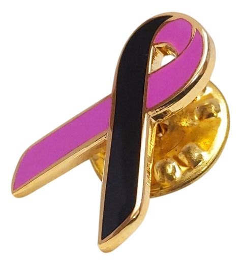 Black And Pink Ribbon Awareness Ribbon Lapel Pin
