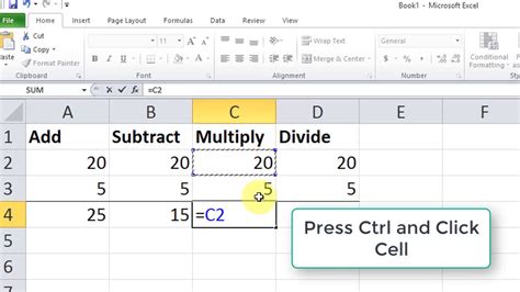 They always begin with the equal ( = ) sign, which is where you want the answer or results to appear. Ms Excel - Add, subtract, multiply, and divide (Quick ...