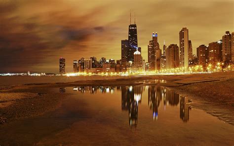 Download Wallpaper For 240x400 Resolution Chicago Lakefront At Night