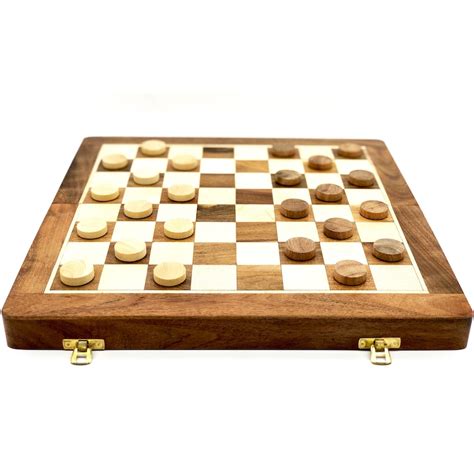 Wooden Draughts Checkers Set Folding Travel Magnetic Etsy