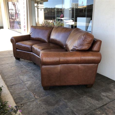 Visit us at the high point furniture market! Custom Curved Leather Sofa by Omnia Leather at 1stdibs