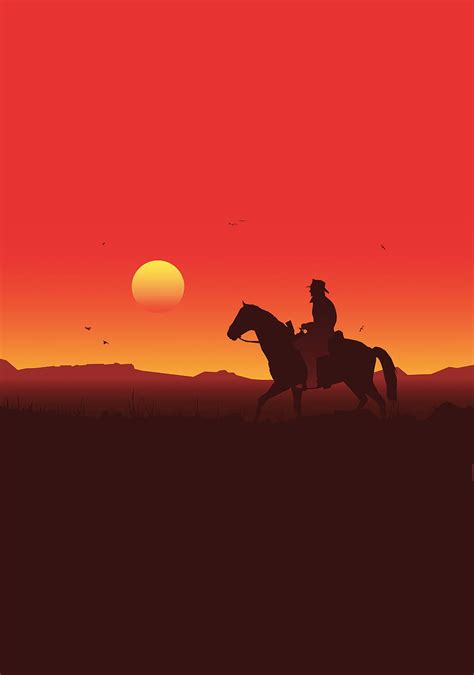 silhouette red dead redemption 2 sunset 2018 hd phone wallpaper pxfuel