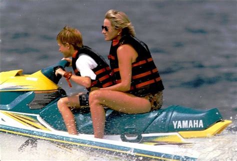Princess Diana Rides A Jet Ski With Prince Harry August 1997 Princes