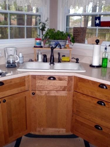 Corner cabinets have more room than standard cabinets, so sink installation can be completed in about an hour. 42" custom corner sink base cabinet | Corner sink kitchen ...