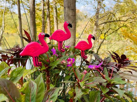 Pink Flamingo Garden Stakeyard Art Great Tlawn Etsy