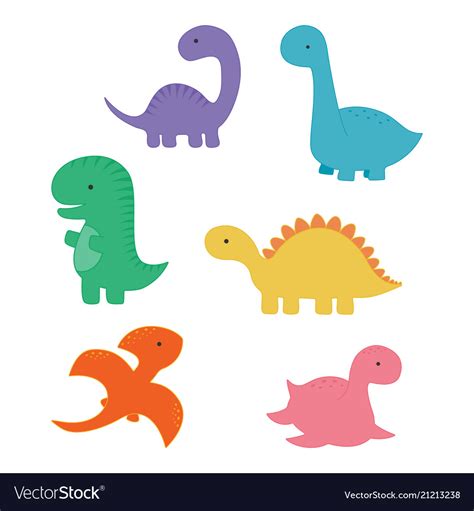 Set With Cartoon Dinosaurs Royalty Free Vector Image