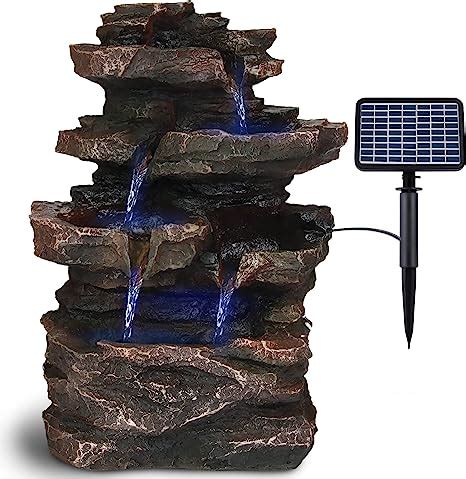 Vatch Gartenbrunnen Solar F R Indoor Outdoor Mit Beleuchtung Led