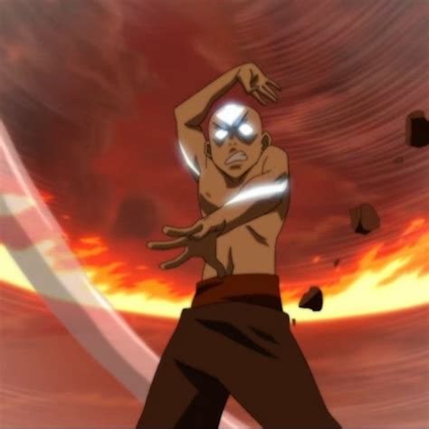 Avatar Aang In The Avatar State In An Elemental Sphere And About To