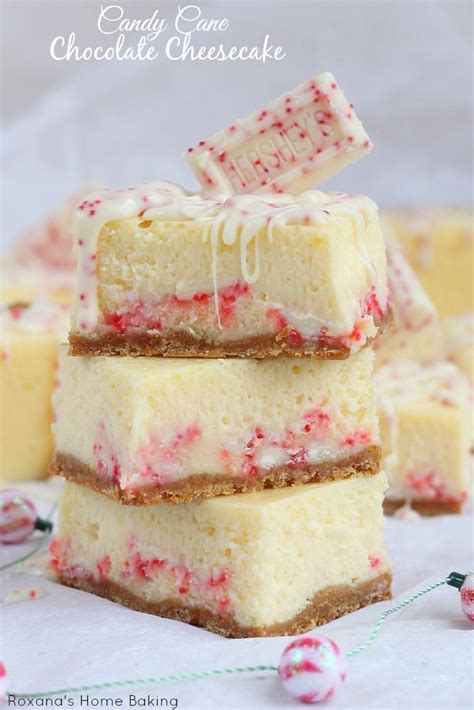 Velvety Peppermint Cheesecake With Swirls Of White Chocolate Candy Cane Bars A Holiday