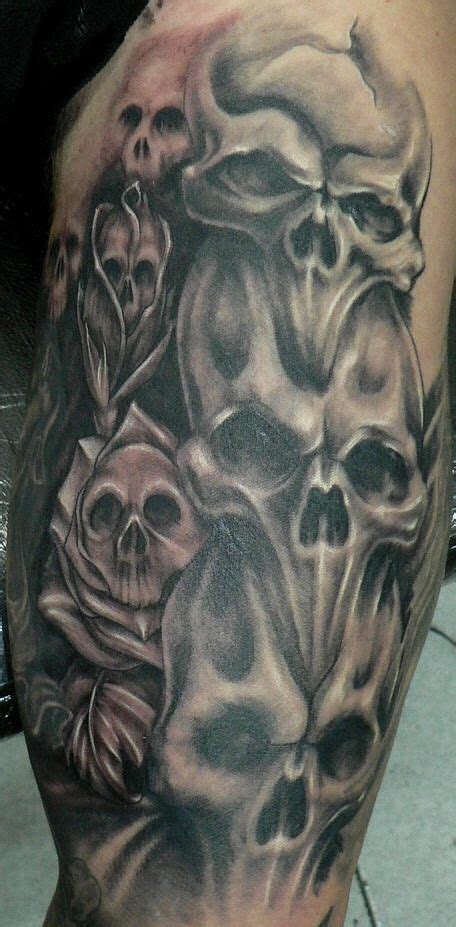 Men and women alike have worn skull tattoos with pride. Melting skulls fill sleeve | Skull tattoo design, Skull tattoos, Skull sleeve tattoos