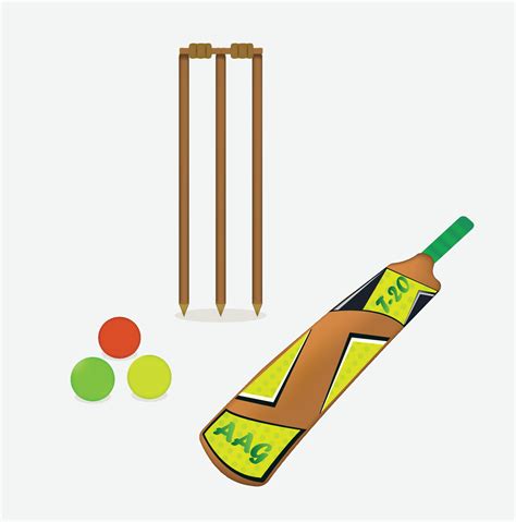 Cricket Bat Ball Wicket Illustration Vector On A White Background