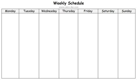 Weekly Schedule Maker Template Weekly Planner Blank Format Image
