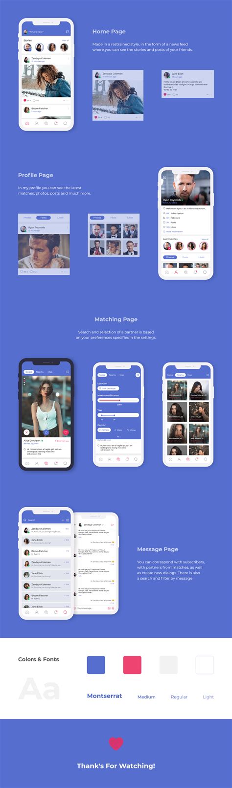 The site allows you to find someone based on your interests and comment on their profiles. Facebook Dating App on Behance
