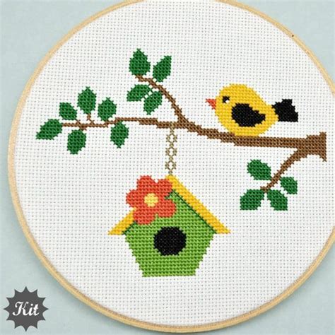 Check spelling or type a new query. Bird on a Branch Cross Stitch Kit, DIY Kit, Embroidery Kit ...