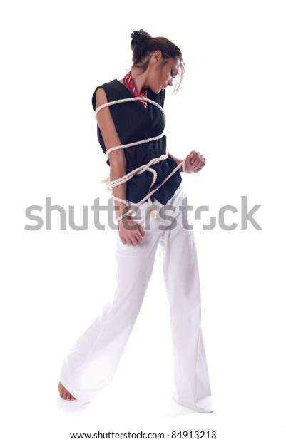 Attractive Woman Tied Rope Stock Photo 84913213 Shutterstock
