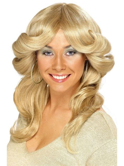 26 Blonde Beige 1970 Style Flick Long Women Adult Halloween Wig