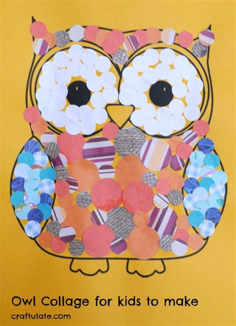 Owl Collage For Kids To Make Kids Collage Collage Art Projects