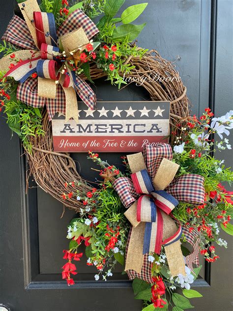 Patriotic Wreath July4th Wreath Vintage Patriotic Wreath Memorial