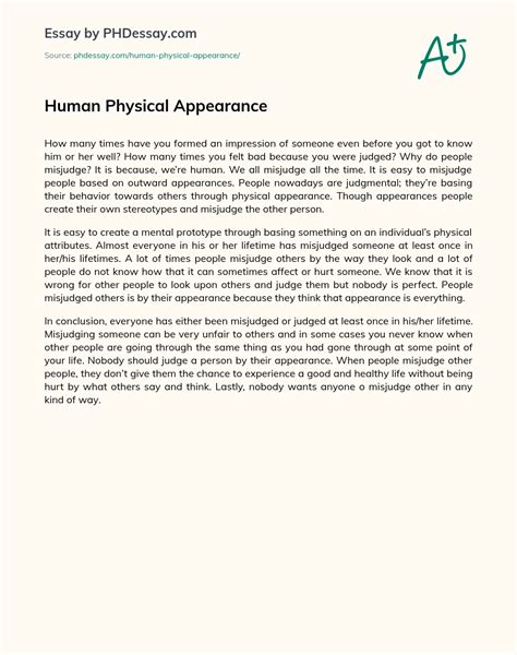 Human Physical Appearance Personal And Narrative Essay Example 300