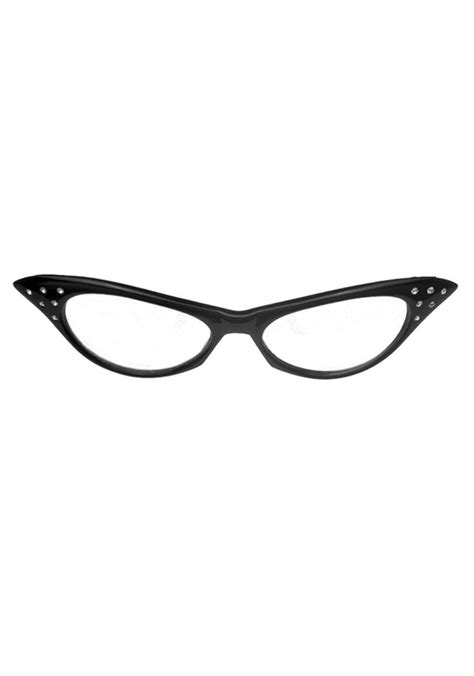 50s Black Cat Eye Glasses 499 Black Rhinestone Crystal Rhinestone