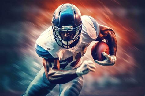 American Football Player In Action On A Dark Smoky Background With Ai