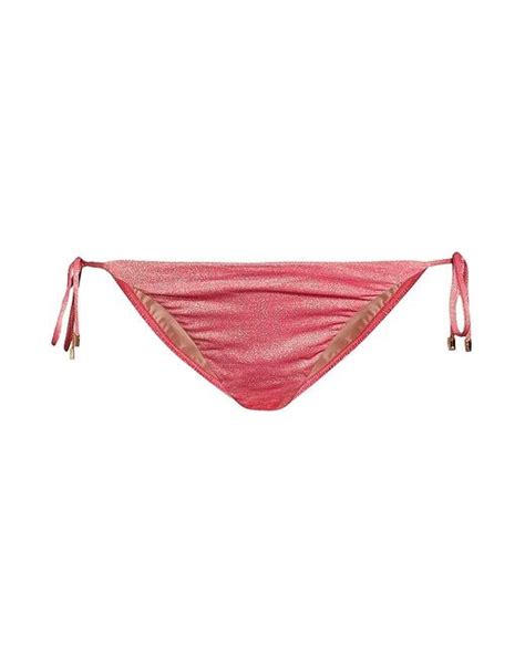 Pq Swim Synthetic Metallic String Bikini Bottom In Pink Lyst