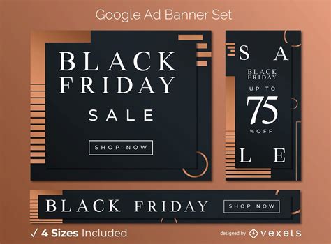 Black Friday Elegant Ad Banner Set Vector Download
