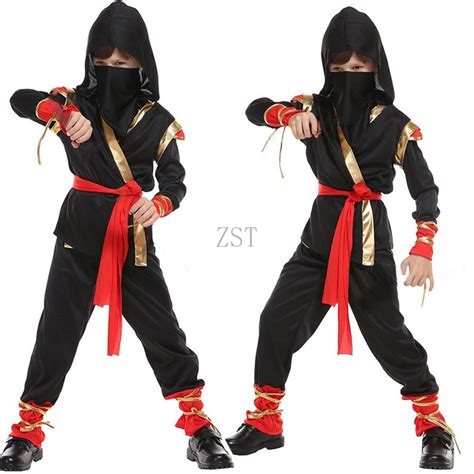 5pcs Boys Kids Childs Ninja Assassin Japanese Samurai Warrior Costume