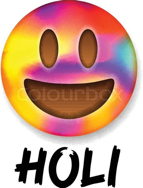 Cute Colorful Smiley Emoticon Indian Color Festival Holi Emoji