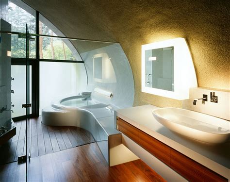 Futuristic Home Design With Natural Environment In Japan Bathroom