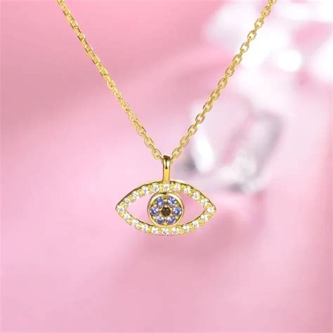 FANCIME Evil Eye 14K Solid Yellow Gold Necklace