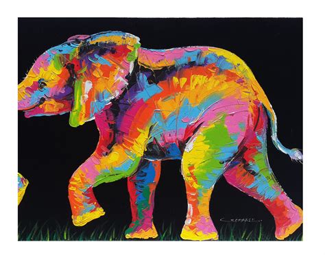 40 X 80 Cm Colorful Elephant Paintings On Canvas Wall Decor Etsy