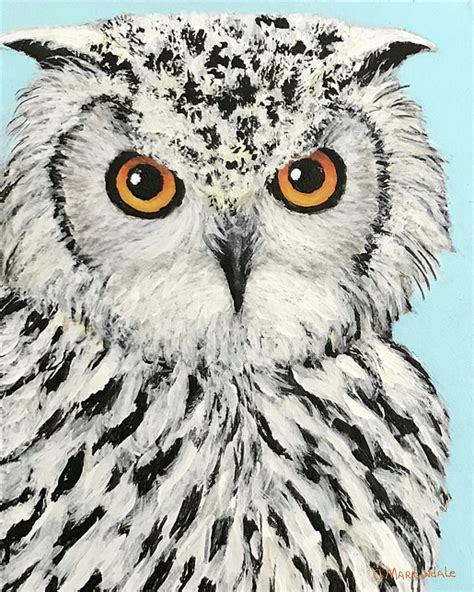 White Great Horned Owl Painting By Carole Martindale Pixels