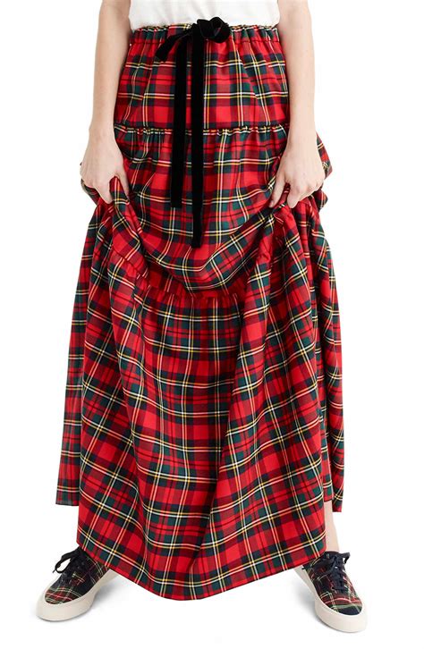 J Crew Tartan Plaid Tiered Maxi Skirt Nordstrom Maxi Skirt Outfit Inspiration Women Tiered