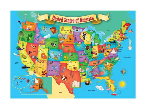 Detailed Kids Illustrated Map Of The Usa Usa Maps Of The Usa Maps