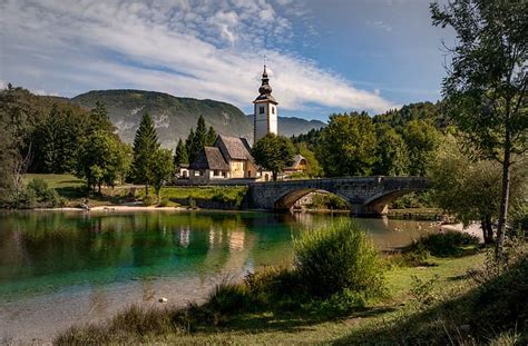 風景、 山、 自然、 湖、 教会、 スロベニア、 ボーヒニ、 Hdデスクトップの壁紙 Wallpaperbetter