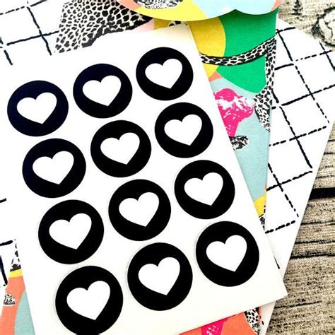 Black And White Heart Sticker Heart Envelope Seal White Heart Envelope