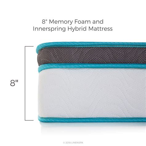 Linenspa 8 Inch Memory Foam And Innerspring Hybrid Mattress Medium