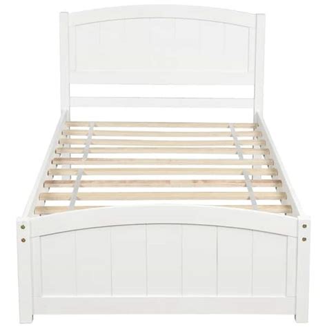 Urtr White Twin Size Platform Bed Frames Wood Twin Bed With Headboard