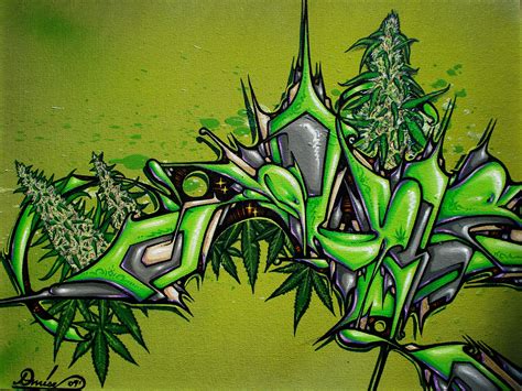 Graffiti cartoons and graffiti painting can be seen from our board now, you don't need to go so far to see graffiti aesthetic anymore. "Green Apple Kush" | acrylics on a 16"X20" canvas. 6-20-09 ...