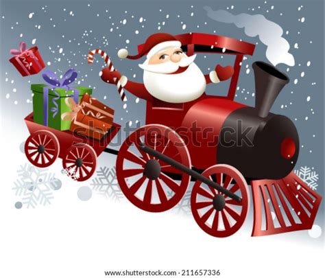 Santa Claus Train Stock Vektor Royaltyfri 211657336