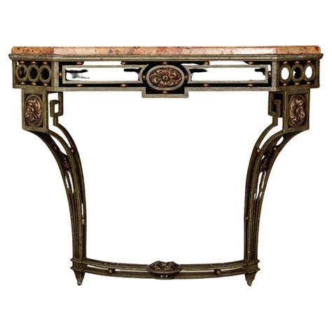 French Art Deco Iron And Mahogany Console Table For Sale At 1stdibs