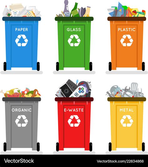 Recycling Garbage Cans Trash Separation Isolated Vector Image