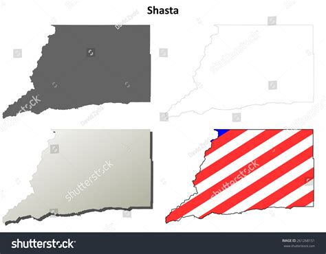 Shasta County California Outline Map Set Stock Vector Royalty Free